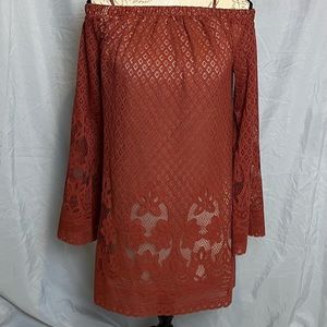 Romantic Burnt Orange Lace Dress